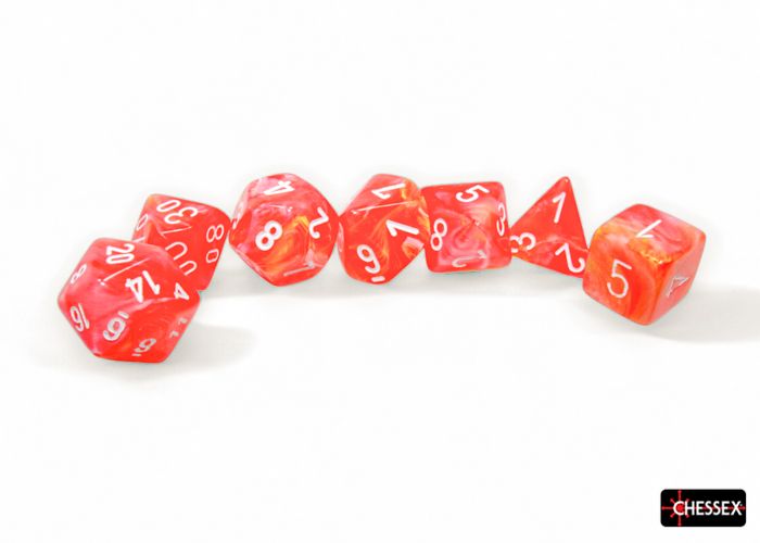 CHX 27553 Festive Dahlia/white Luminary Polyhedral 7-Dice Set