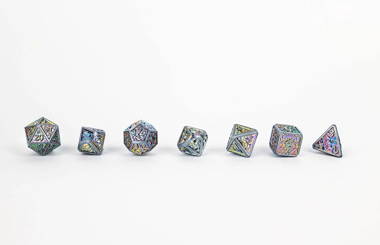 LPG Dice RPG Set Draco Bright Rainbow/Silver