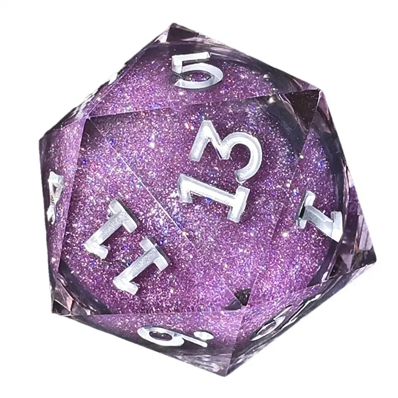 Oversized D20 55mm Liquid Core - Purple Glitter