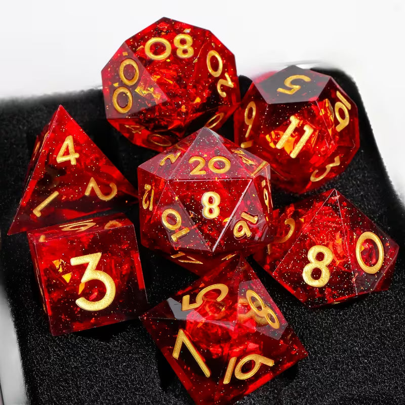 Embercrown Inferno – The Crimson Gilded Dice Set Red 7 Piece