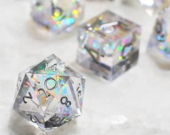 Crystal Rainbow Refractor Dice Set - Clear 7 piece