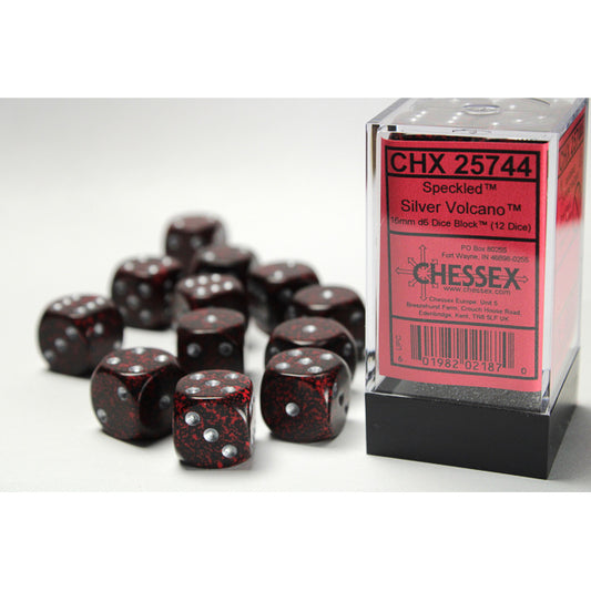 25744 Speckled® 16mm d6 Silver Volcano™ Dice Block™ (12 dice)
