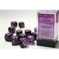 27637 Vortex® 16mm d6 Purple/gold Dice Block™ (12 dice)