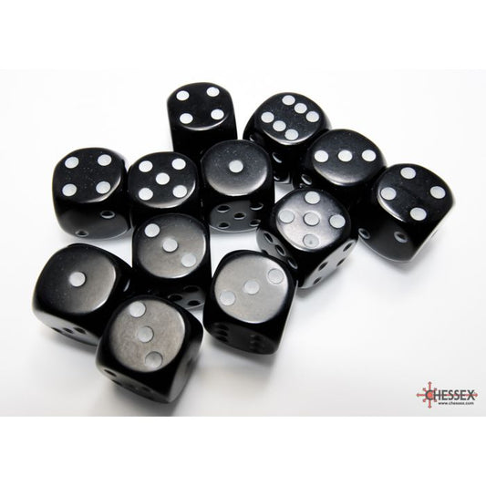 25608 Opaque 16mm d6 Black/white Dice Block™ (12 dice)