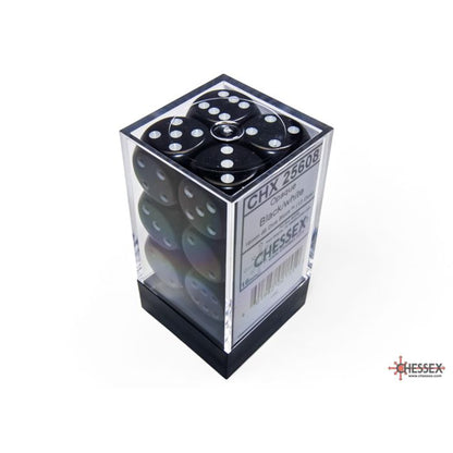 25608 Opaque 16mm d6 Black/white Dice Block™ (12 dice)
