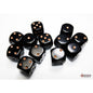 25628 Opaque 16mm d6 Black/gold Dice Block™ (12 dice)