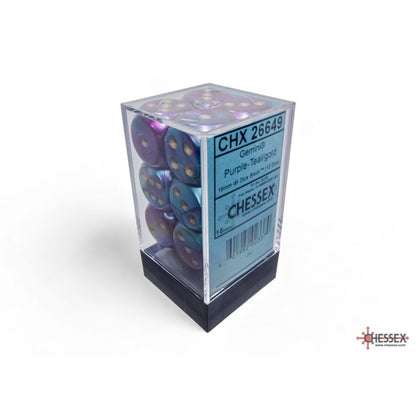 26649 Gemini® 16mm d6 Purple-Teal/gold Dice Block™ (12 dice)