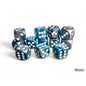 CHX 26656 Gemini  Steel-Teal/white 16mm d6 Dice  Block (12 dice)