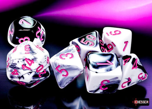 CHX 26469 Gemini Black-White/pink Polyhedral 7-Dice Set