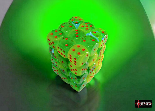 CHX 26870 Gemini Plasma Green-Teal/orange Luminary 12mm d6 Dice Block (36 dice)