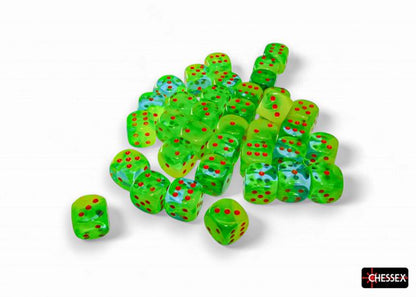 CHX 26870 Gemini Plasma Green-Teal/orange Luminary 12mm d6 Dice Block (36 dice)