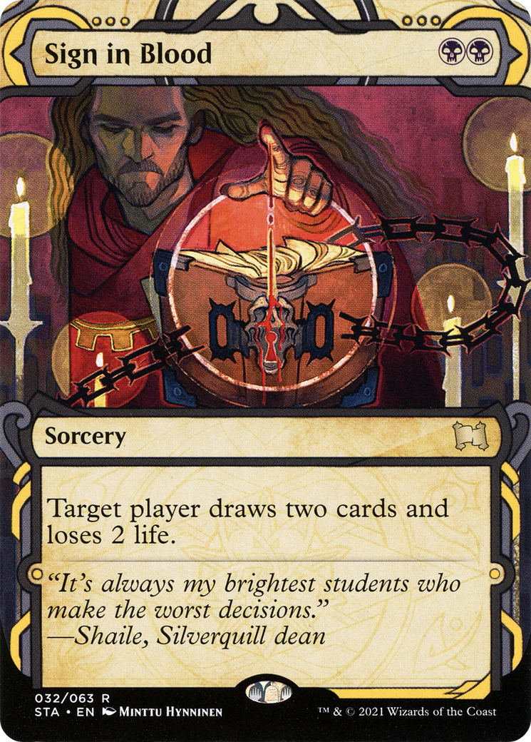 Sign in Blood (STA-032) - Strixhaven Mystical Archive: (Showcase) (Borderless) Foil