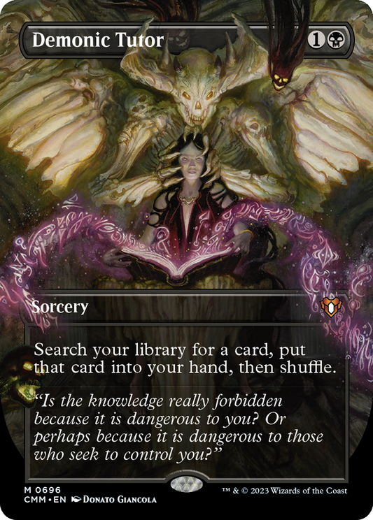 Demonic Tutor (Borderless) (CMM-696) - Commander Masters (Borderless) Foil