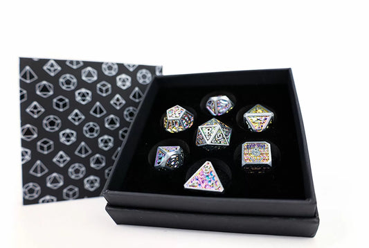 LPG Dice RPG Set Draco Bright Rainbow/Silver