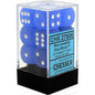 CHX 27606 Frosted Blue/white 16mm d6 Dice Block (12 dice)