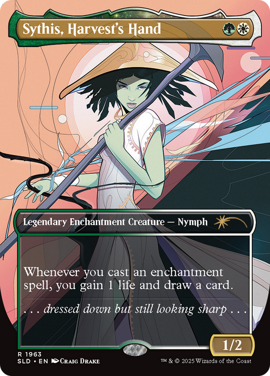 Sythis, Harvest's Hand (SLD-1963) - Secret Lair Drop: (enchantment) (Borderless) Foil