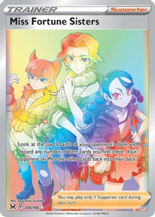 Miss Fortune Sisters (Secret) 209/196  - Holofoil SWSH11 Lost Origin - Secret Rare