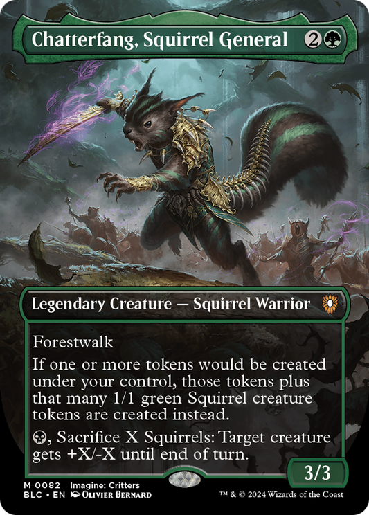 Chatterfang, Squirrel General (Borderless) (BLC-082) - Bloomburrow Commander (Borderless)