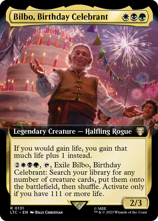 Bilbo, Birthday Celebrant (Extended Art) (LTC-131) - Tales of Middle-earth Commander: (Extended Art)