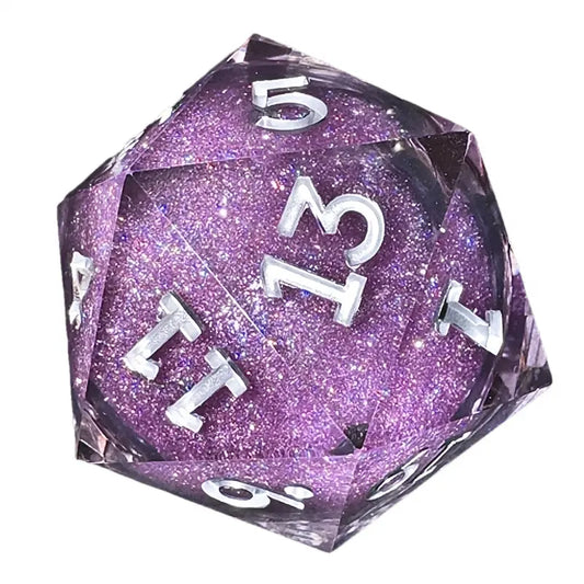 Oversized D20 55mm Liquid Core - Purple Glitter