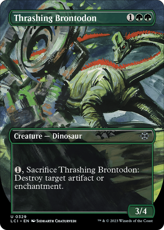 Thrashing Brontodon (Borderless) (LCI-329) - The Lost Caverns of Ixalan (Borderless) Foil