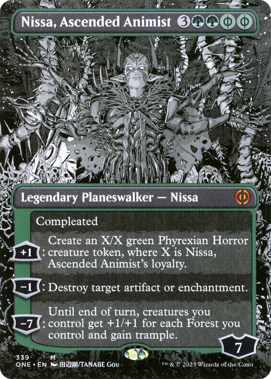 Nissa, Ascended Animist (Borderless) (ONE-339) - Phyrexia: All Will Be One: (Showcase) (Borderless)