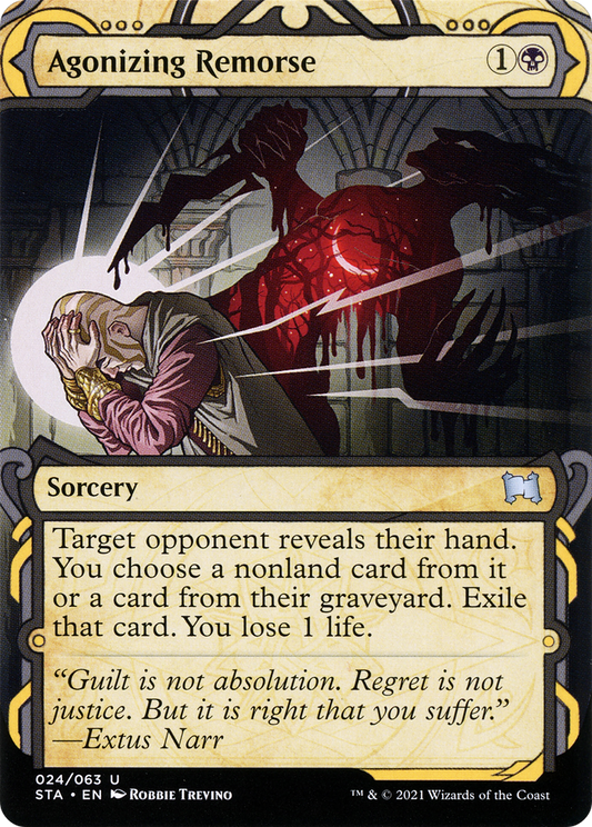 Agonizing Remorse (STA-024) - Strixhaven Mystical Archive: (Showcase) (Borderless) Etched Foil