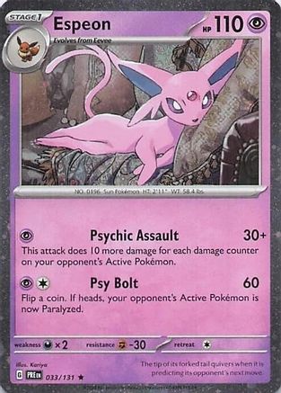 Espeon 033/131  - Holofoil Miscellaneous Cards & Products - Rare
