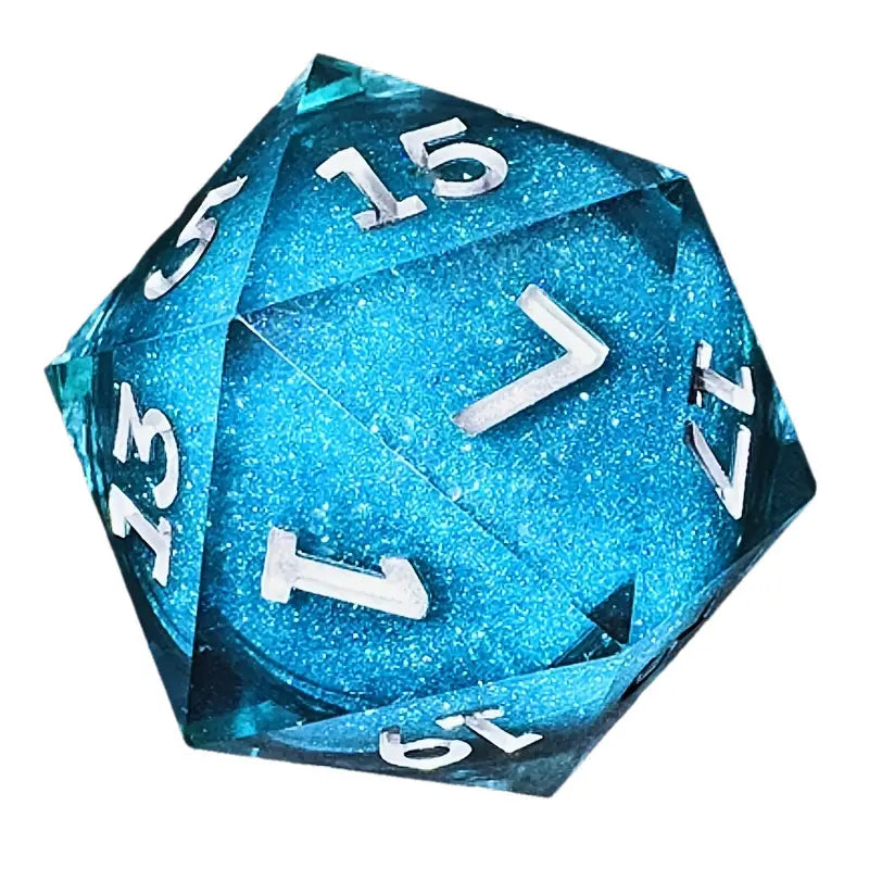 Oversized D20 55mm Liquid Core - Blue Glitter