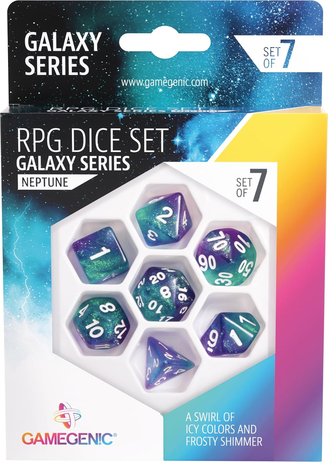 Gamegenic Galaxy Series RPG Dice Set | Set of 7 Dice