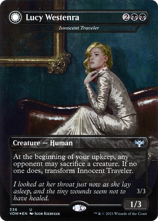 Lucy Westenra - Innocent Traveler (VOW-336) - Innistrad: Crimson Vow: (Double Faced Transform) (Borderless) Foil