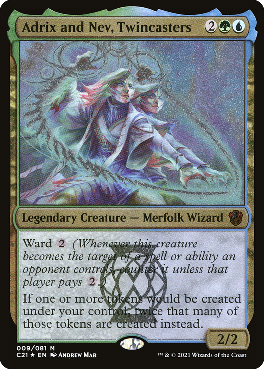 Adrix and Nev, Twincasters (Display Commander) - Thick Stock (C21-009) - Commander 2021 Display Commanders Foil