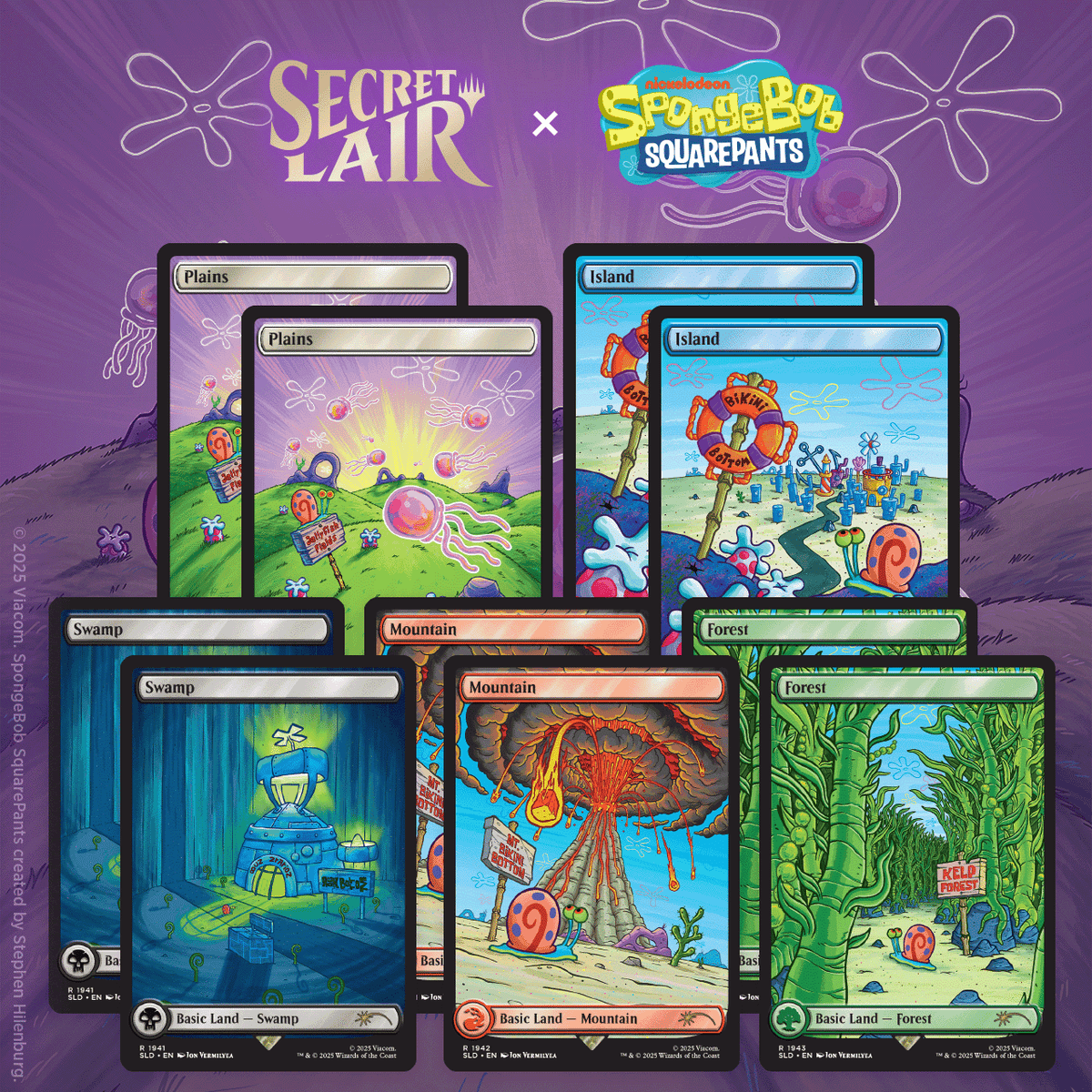 Spongebob Secret Lair Non-Foil Lands under the sea
