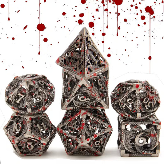 Hollow Flying Dragon - Metal Blood Splatter Dice Set