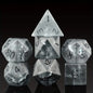 Enchanted Glass DnD Dice Set - Black/Grey Cracked Glass