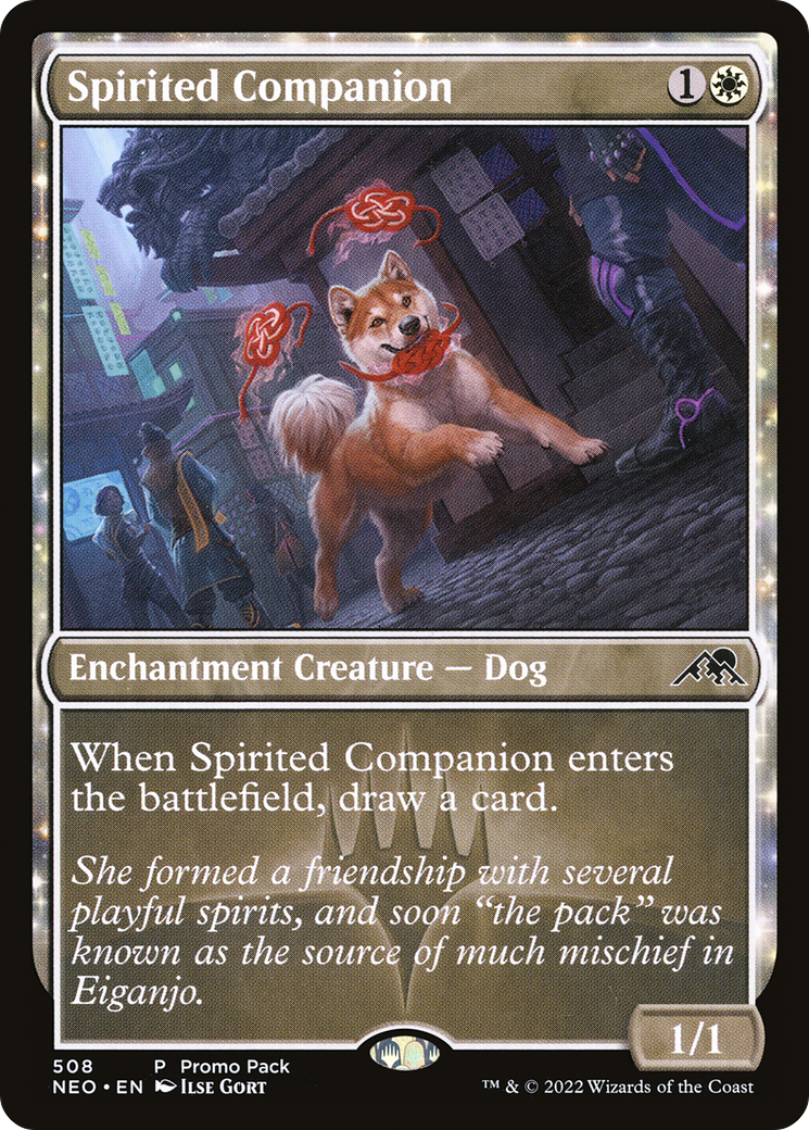 Spirited Companion (PPNEO-508) - Kamigawa: Neon Dynasty: (enchantment)