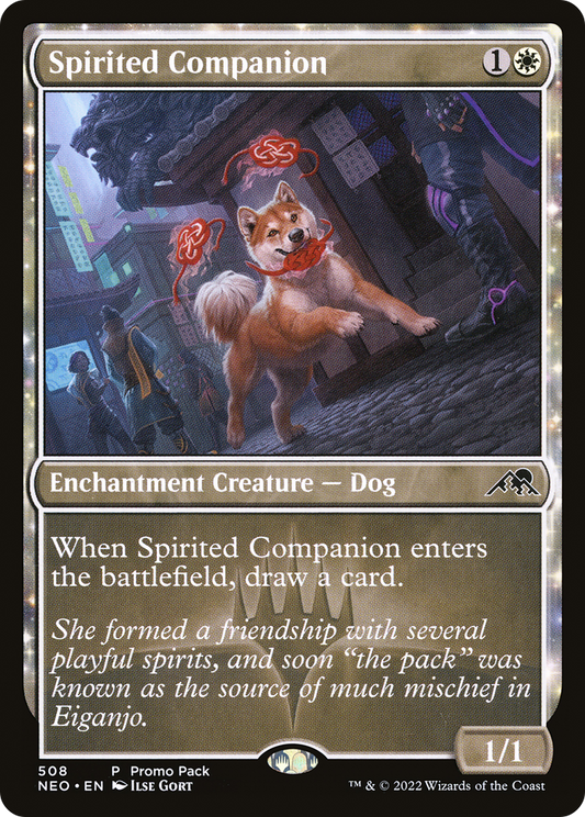 Spirited Companion (PPNEO-508) - Kamigawa: Neon Dynasty: (enchantment)