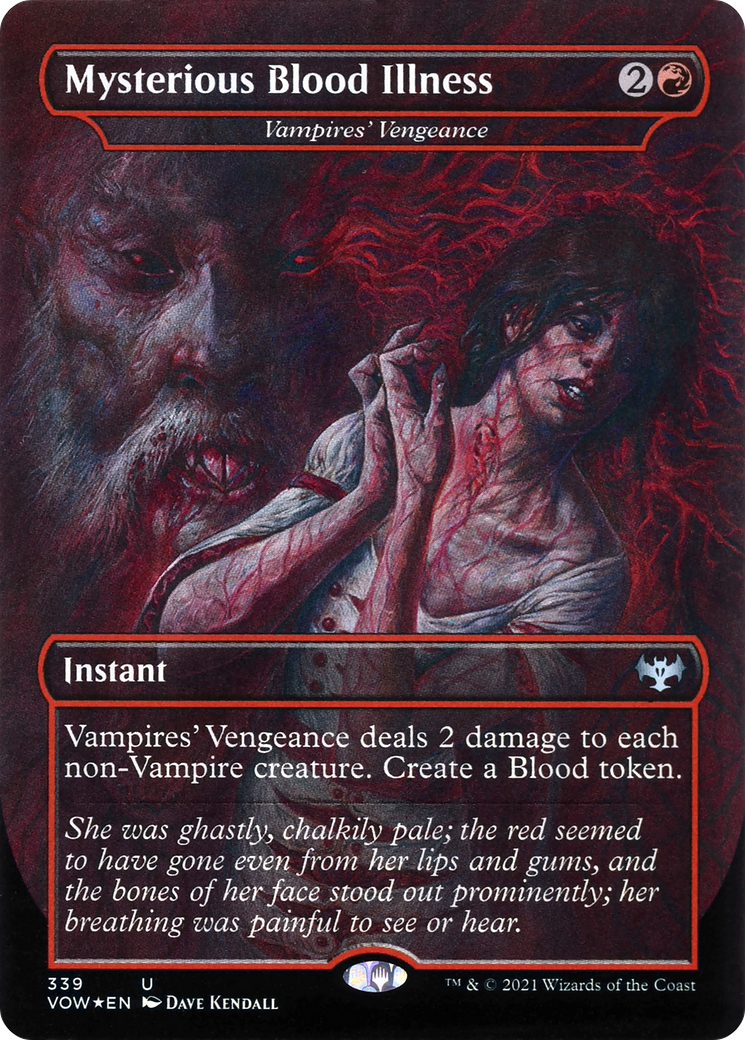 Mysterious Blood Illness - Vampires' Vengeance (VOW-339) - Innistrad: Crimson Vow / Mysterious Blood Illness (Borderless) Foil