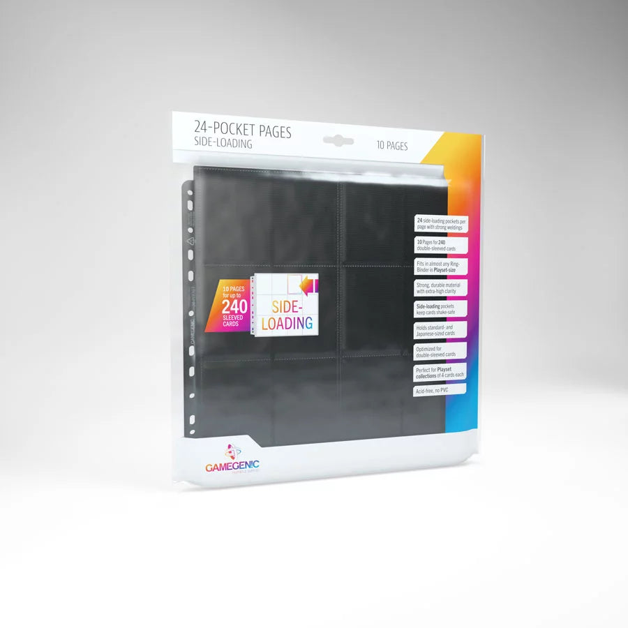 Gamegenic 24- Pocket Pages Side Loading Black (10 Pack)