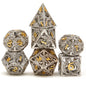 Hollow Flying Dragon - Metal Silver Gold Dice Set