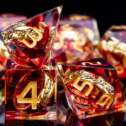Lord of the Rings - One ring Red Gold Dice Set