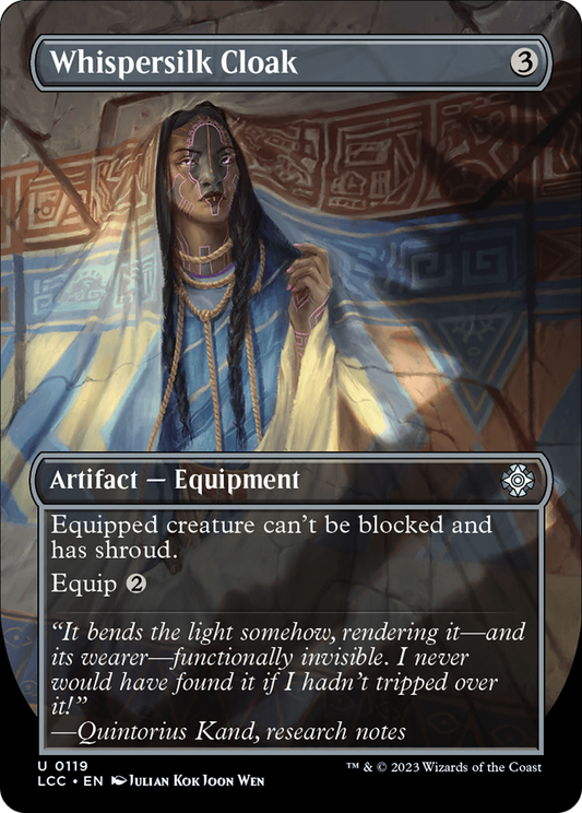 Whispersilk Cloak (Borderless) (LCC-119) - The Lost Caverns of Ixalan Commander (Borderless) Foil