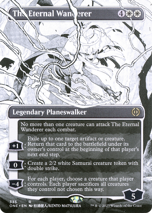 The Eternal Wanderer (Borderless) (ONE-335) - Phyrexia: All Will Be One: (Showcase) (Borderless)