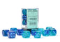 26663 Gemini® 16mm d6 Blue-Blue/light blue Luminary™ Dice Block™ (12 dice)