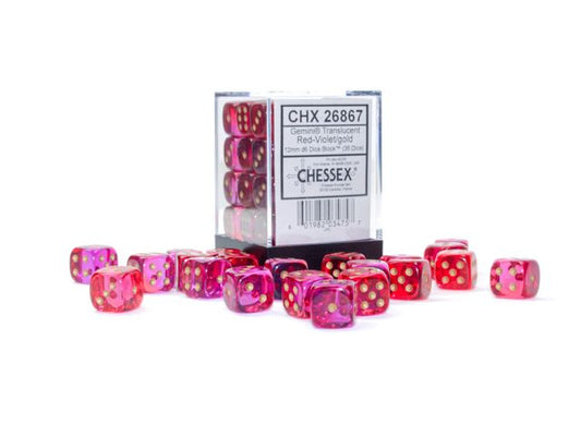 CHX 26867 Gemini Translucent Red-Violet/gold 12mm D6 (36) set