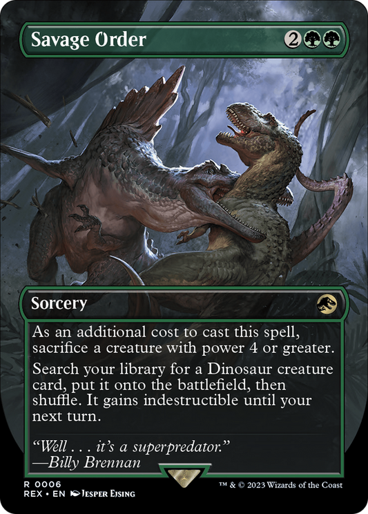 Savage Order (Borderless) (REX-006) - Jurassic World Collection (Borderless) Foil