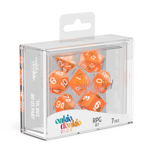 Oakie Doakie Dice RPG 7 Dice Set Translucent Orange