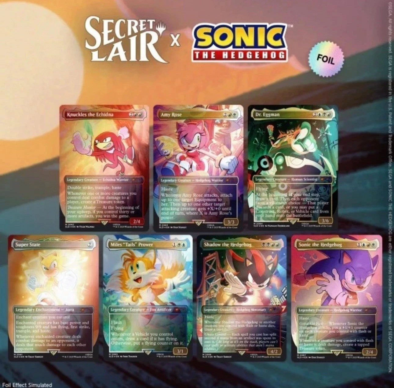 Magic Secret Lair x Sonic:  Friends and Foes Rainbow Foil Edition