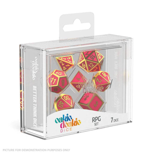 Oakie Doakie Dice - RPG Set Metal Glow In The Dark Golden Princess